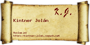 Kintner Jolán névjegykártya