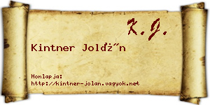 Kintner Jolán névjegykártya